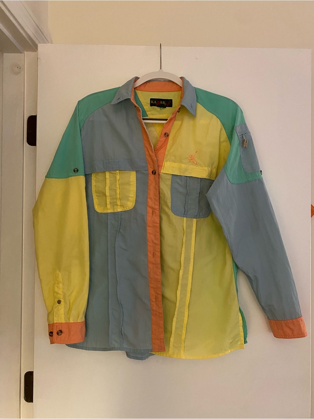 Vintage Colorblock Athletic Shirt Jacket